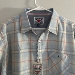Light Blue Plaid Casual Button-Down Shirt